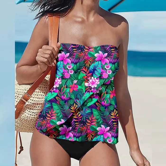 Maillot de bain bikini sexy deux pièces pour femme, tissu polyester tendance importé de Corée, adapté à la natation et aux sports nautiques
