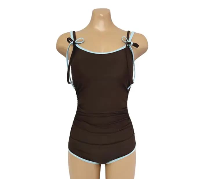 Maillot de bain une pièce marron, Sexy, rembourré, avec cravate, body coréen, vêtements de plage, piscine, pour femmes, 2024