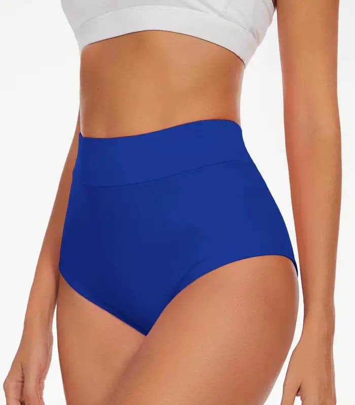 Short de bain taille haute pour femmes, Design plissé, tendance, couleur unie, bas de Bikini slim, plage, piscine, maillot de bain élastique confortable