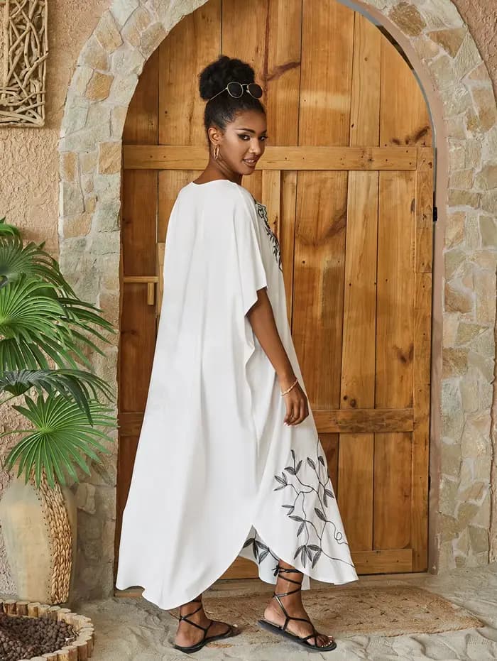 Maillot de bain brodé caftan robes tenue d'été pour femmes