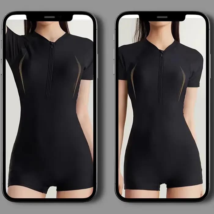 Maillot de bain une pièce à manches courtes pour femmes