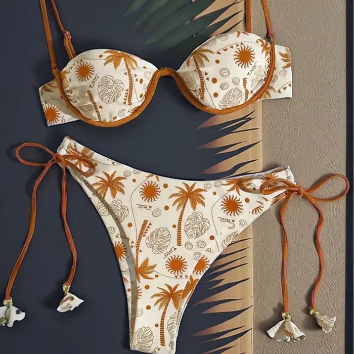 Maillot de bain imprimé à bretelles push-up