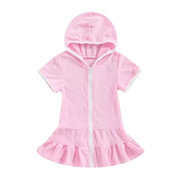 Robe de plage à capuche pour petites filles, Cover-Up pour enfants, maillot de bain, absorbant, en é