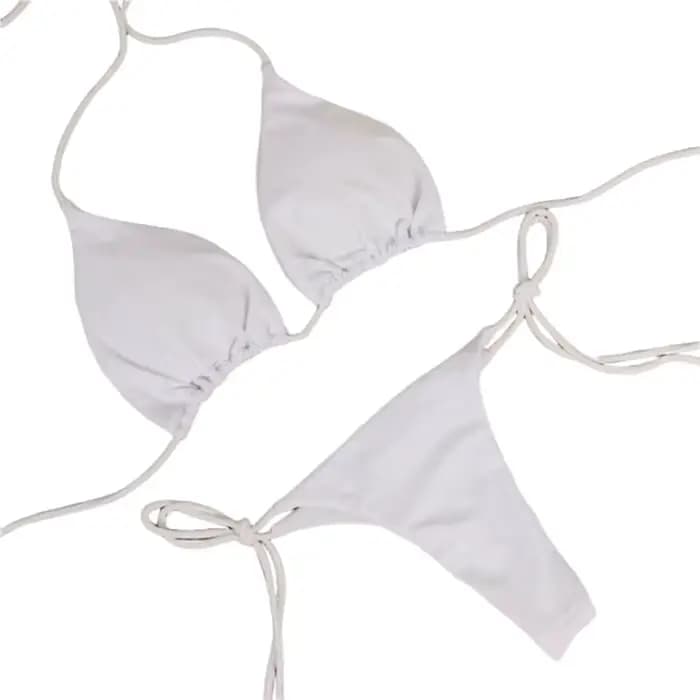 Ensemble bikini sexy 2025 couleur unie avec haut dos nu