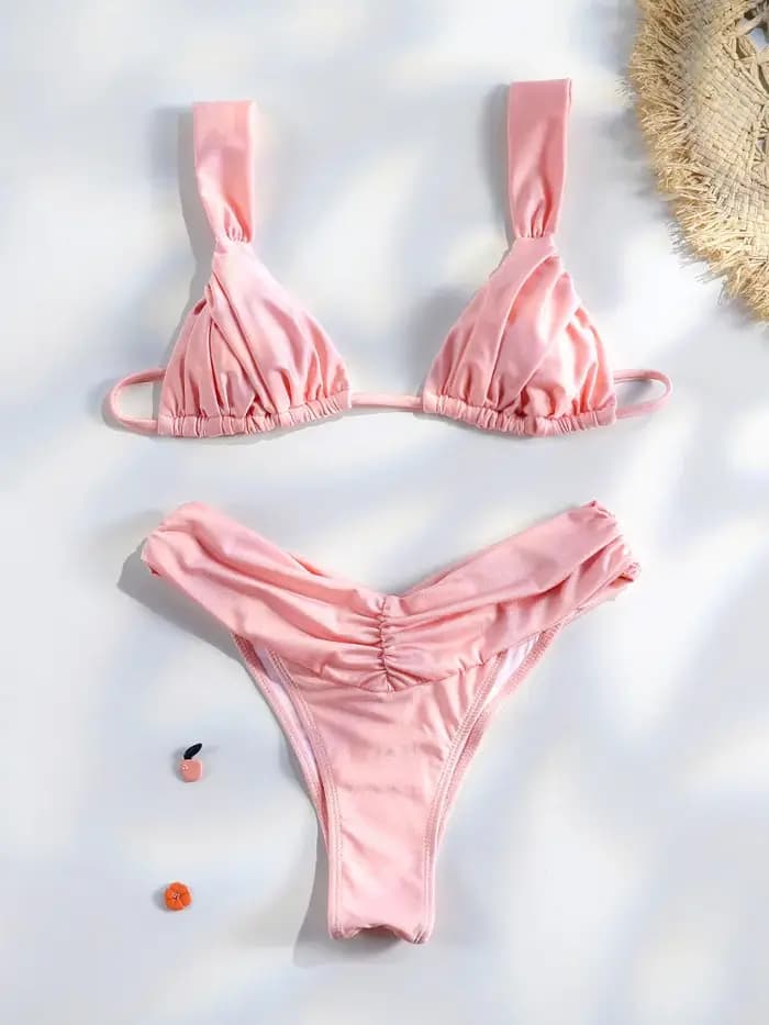 Plissé brésilien plis Bikini ensemble Sexy Micro Bikinis 2025 femmes maillot de bain femme Triangle maillots de bain vêtements de plage maillot de bain