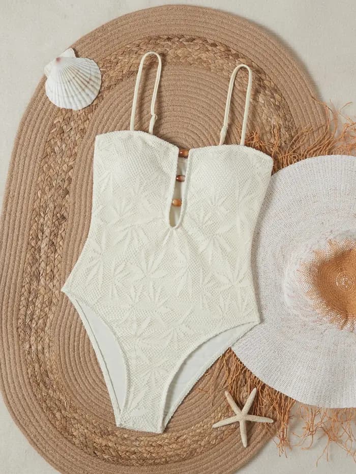 Nouveau Maillot de Bain Femme 2026 – Bikini Floral Conservateur Perlé, Maillot de Bain Une Pièce Séchage Rapide en Tissu Polyester pour la Natation