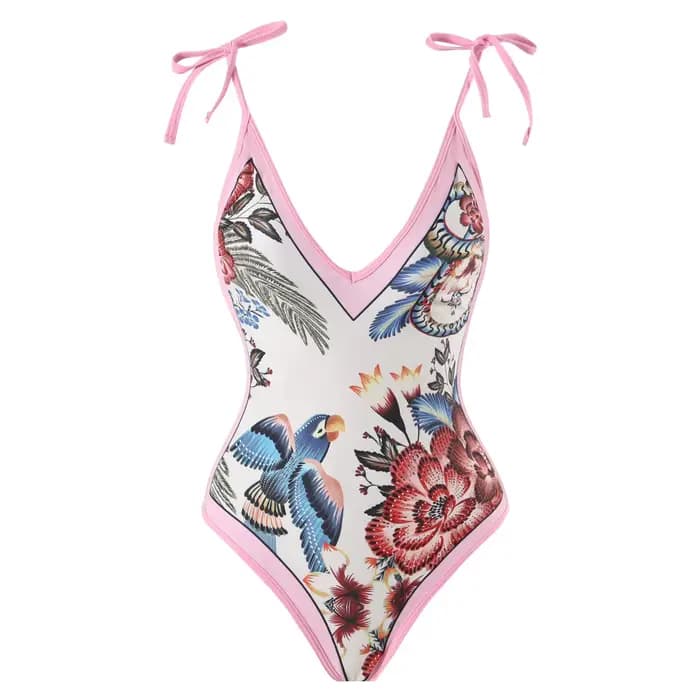 Maillot de bain une pièce avec jupe, sexy, imprimé oiseau et fleur, pour femmes, body, baigné, plage, piscine, 2024