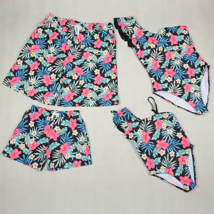 Famille correspondant maillot de bain tenues mère et fille maillots de bain séchage rapide piscine fête maillot de bain père et fils pantalons de plage