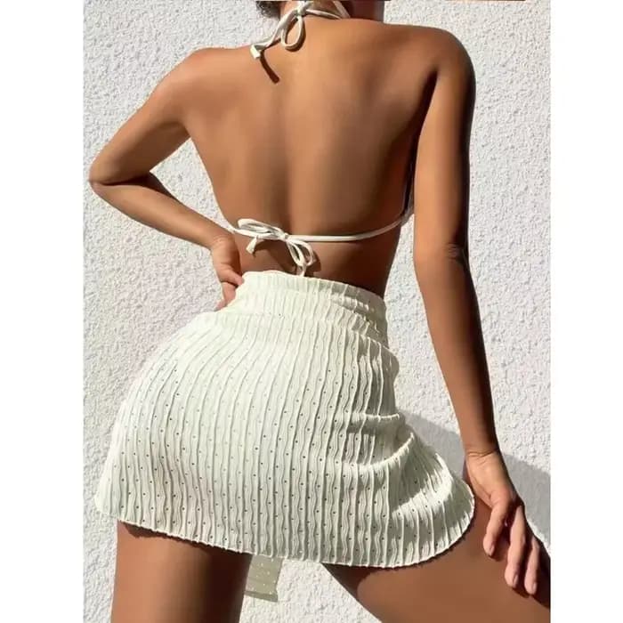 à la mode femmes 3 pièces licou Bikini ensemble Sexy string maillot de bain été maillot de bain couvrir string maillots de bain Biquini Brasileiro