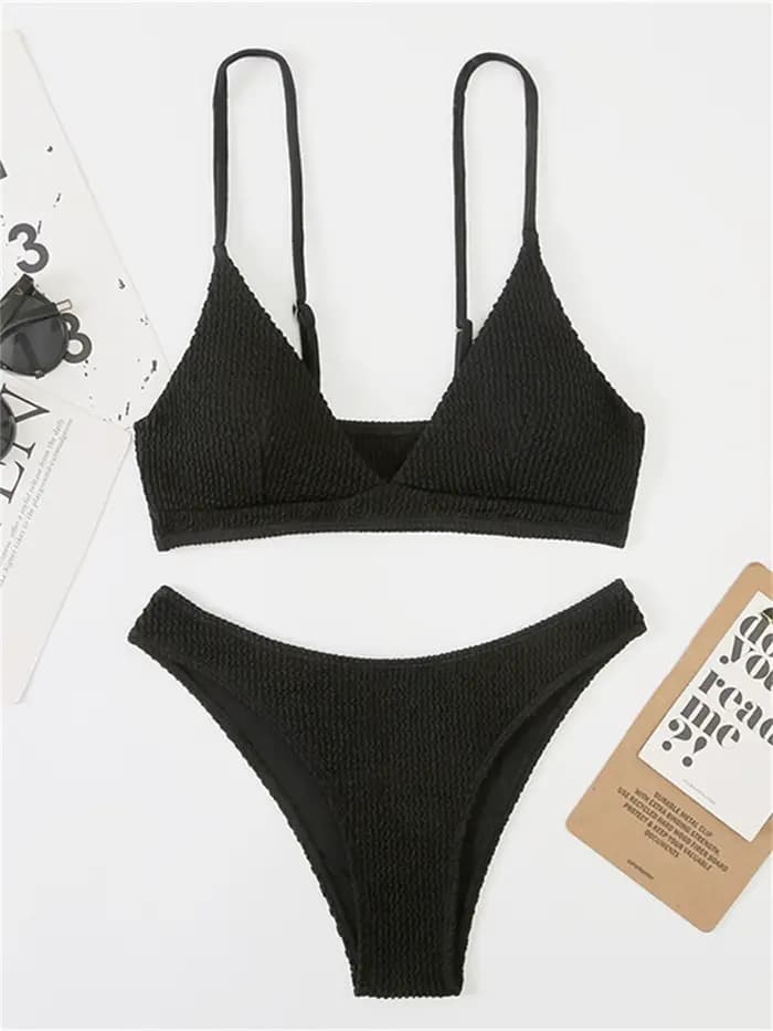 Ensemble de micro-bikini sexy extrême 2026 pour femme, blanc et noir, col en V ondulé, push-up, mail