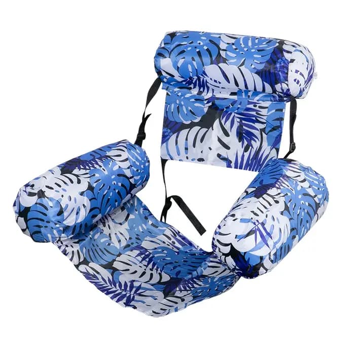 Chaise longue gonflable à imprimé tropical avec dossier