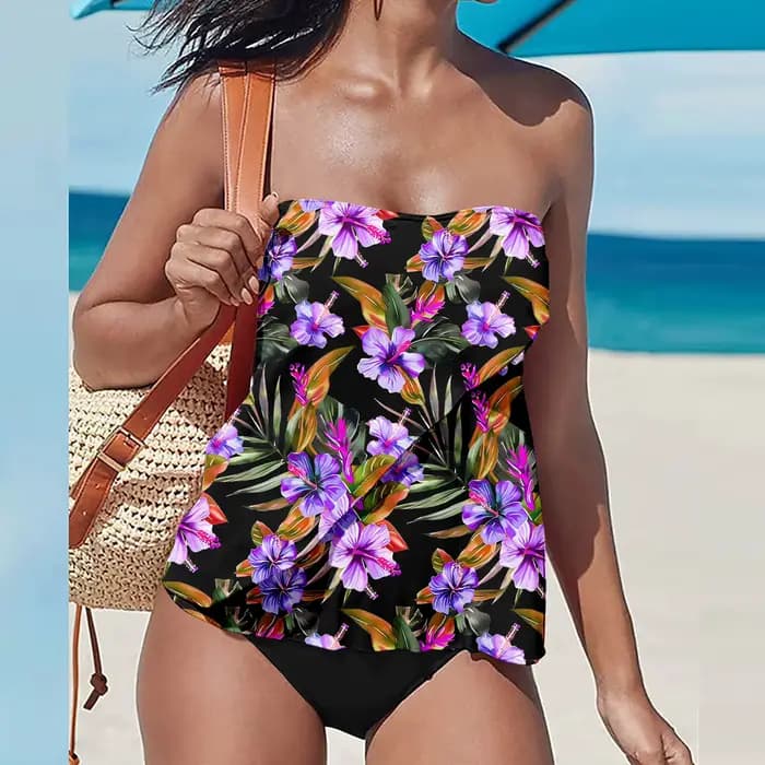Maillot de bain bikini sexy deux pièces pour femme, tissu polyester tendance importé de Corée, adapté à la natation et aux sports nautiques