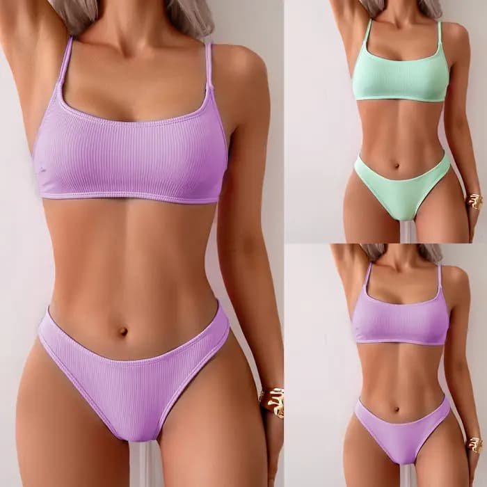 Maillot de bain deux pièces à taille basse pour femmes