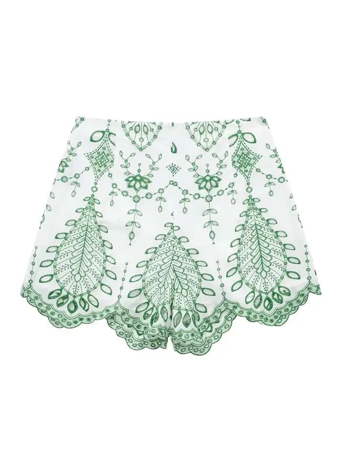 Femme 2 pièces Shorts ensembles 2024 nouvelle mode broderie chemisier court été femmes costume