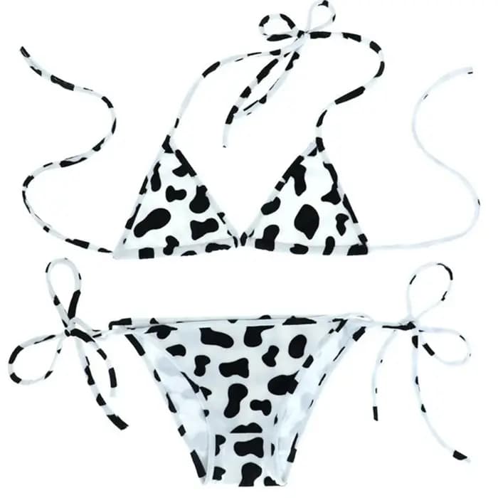 Mini Bikini à pois pour femmes, ensemble Style japonais, sous-vêtements, col licou, soutien-gorge avec culotte