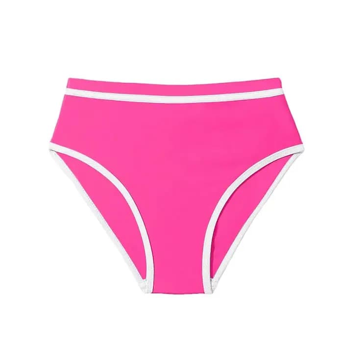 1 pièce Culotte de maillot de bain menstruel pour filles, taille haute, couvrante, style bikini, pour la natation et la plage, color block, été