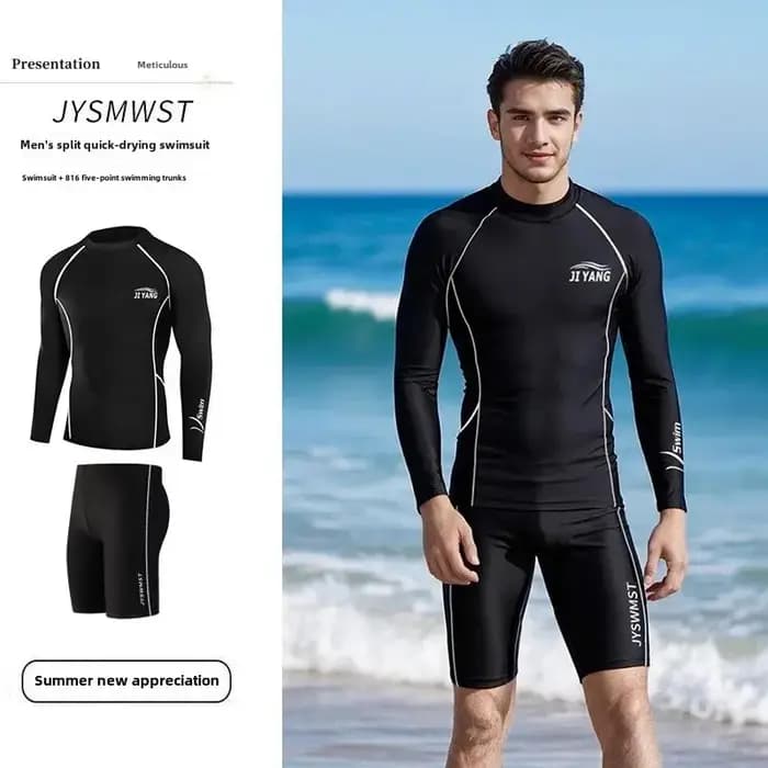 Maillot de bain thermique à manches longues pour hommes, vêtements de fitness, photos d'eau, surf, plongée, printemps, simple, chinois