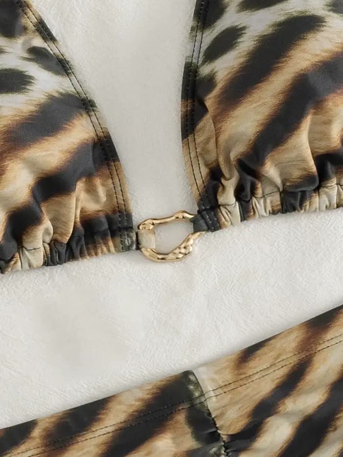 Ensemble bikini imprimé léopard et zèbre pour femmes