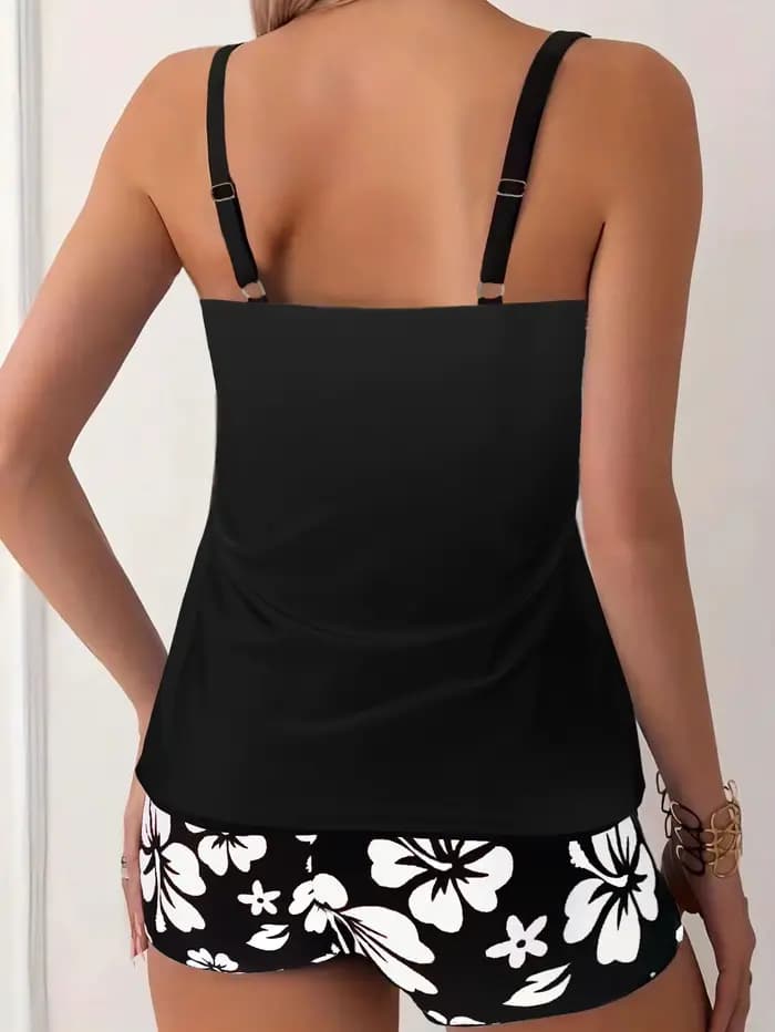 Maillot de bain femme conservateur à séchage rapide, style boxer, tankini, deux pièces, maillot de bain fille, bikini