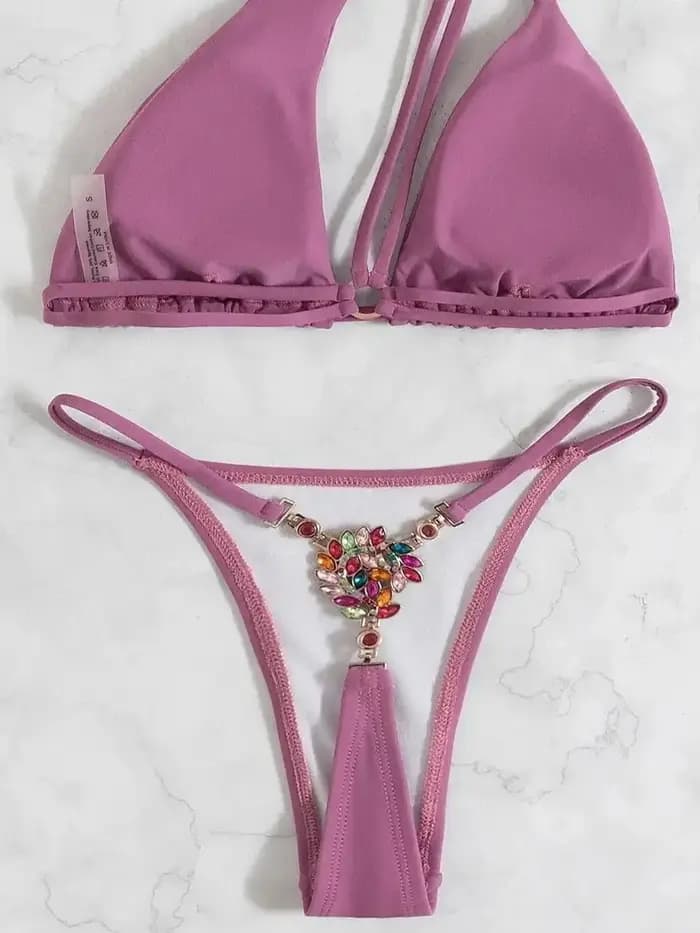 DEKA nouveau Sexy une épaule Bikini femme string maillot de bain femmes diamant maillots de bain deux pièces Bikini ensemble baigneur maillot de bain bain