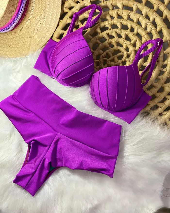 Pas cher Push Up Bikinis femmes maillots de bain solide rembourré