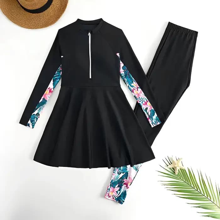 Maillot de bain deux pièces pour filles 2026 avec pantalon imprimé