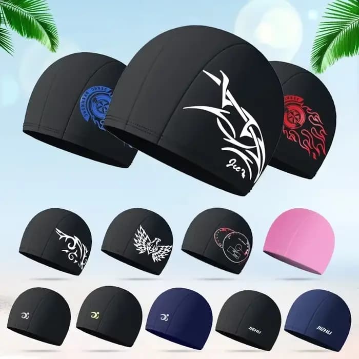 Bonnet de bain imperméable pour hommes et femmes, cheveux longs, Protection des oreilles, unisexe, élastique, chapeau de plongée, accessoires d'eau