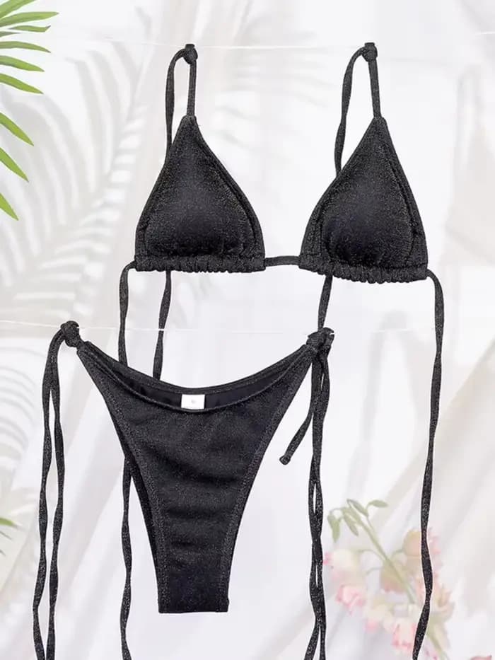 Miyouj brillant Bikini ensemble Triangle Bikinis bandeau maillot de bain femmes maillot de bain deux pièces été Biquini nouveaux vêtements de plage