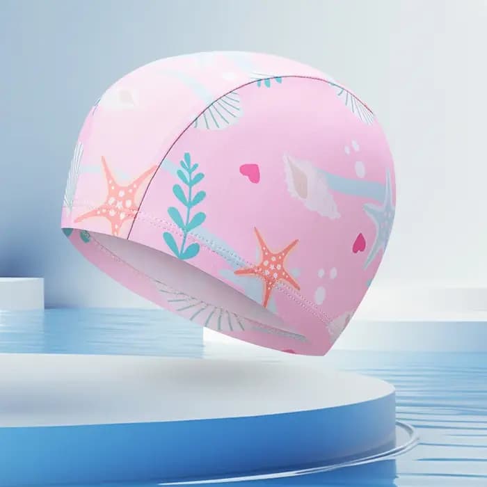 Bonnet de bain pour enfants - Chapeau en tissu élastique imprimé de dessins animés mignons pour garçons et filles