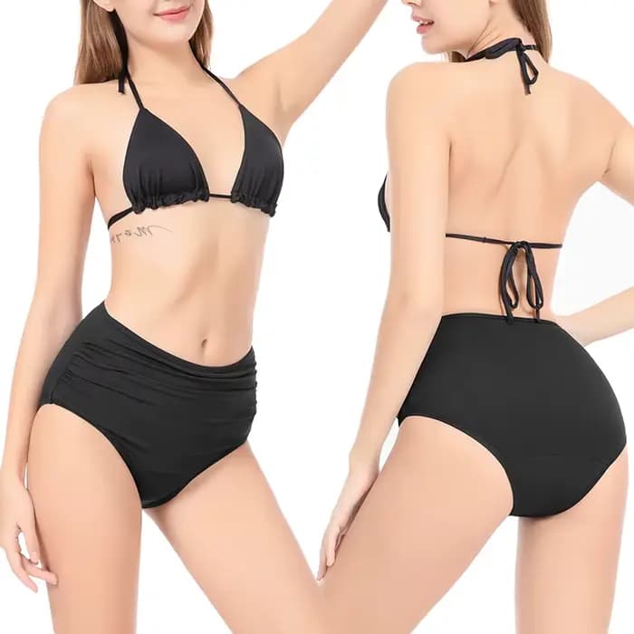 Maillot de bain menstruel 4 couches anti-fuite, bas de Bikini, vêtements de plage absorbants, culotte menstruelle à flux lourd, grande taille
