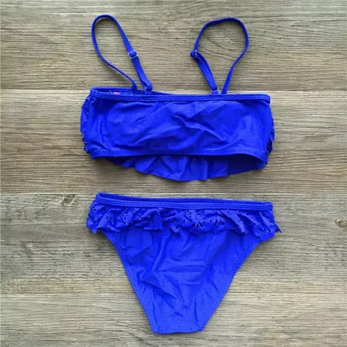 Maillot de bain deux pièces pour filles, bikini, ensemble deux pièces, uni, amissié, tankini, pour enfants et adolescents