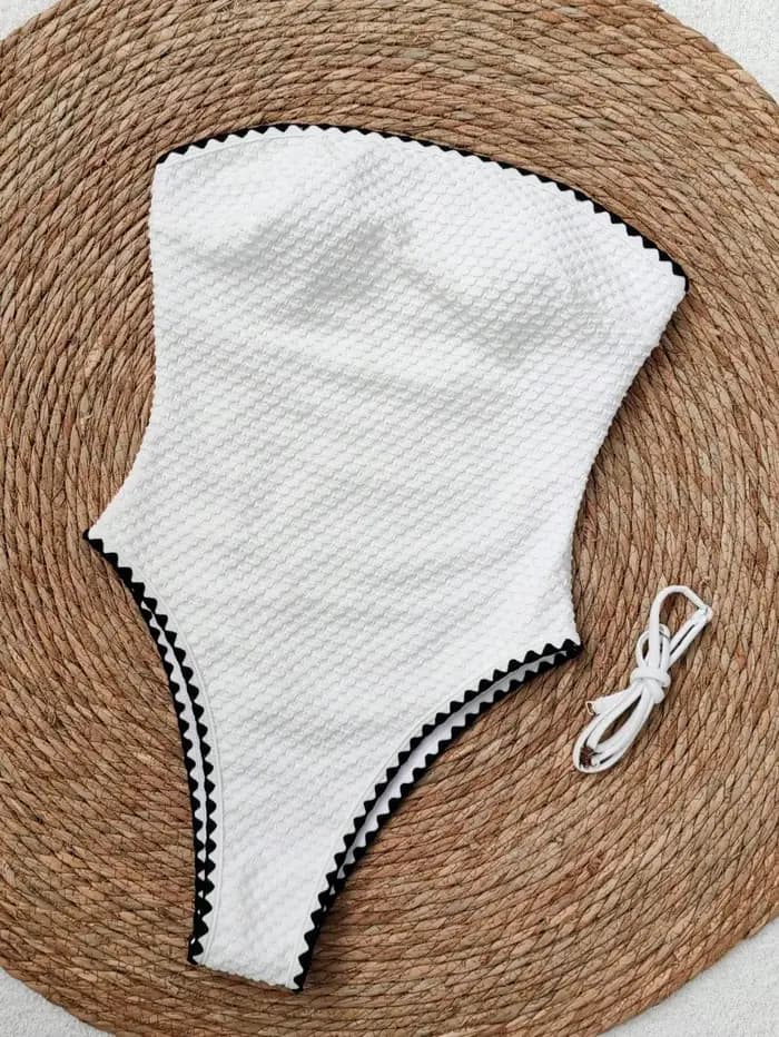 Maillot de bain une pièce bandeau sexy pour femme, blanc, patchwork, push-up, rembourré, amincissant, contrôle du ventre, collection 2026, pour la plage et les vacances