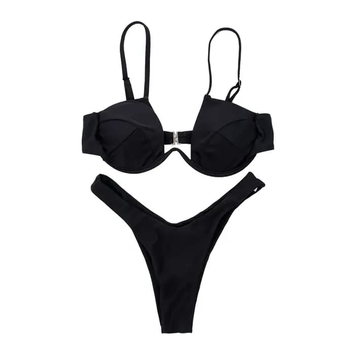 Bikini pour femmes été couleur unie Push Up Bandeau soutien-gorge pansement Y2k Style