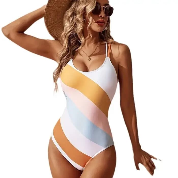 Nouveau maillot de bain une pièce de Sport rayé pour femmes maillots