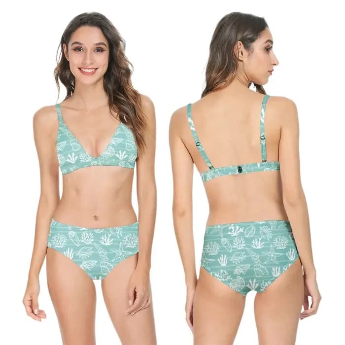 Femmes Bikini maillot de bain taille haute coquille imprimé décontracté multicolore à la mode Sexy dos nu maillots