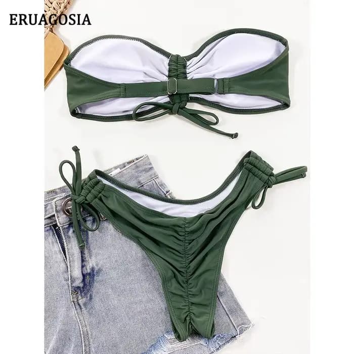 Maillot de bain brésilien Bandeau, Sexy, ensemble deux pièces, soutien-gorge Push Up, culotte taille