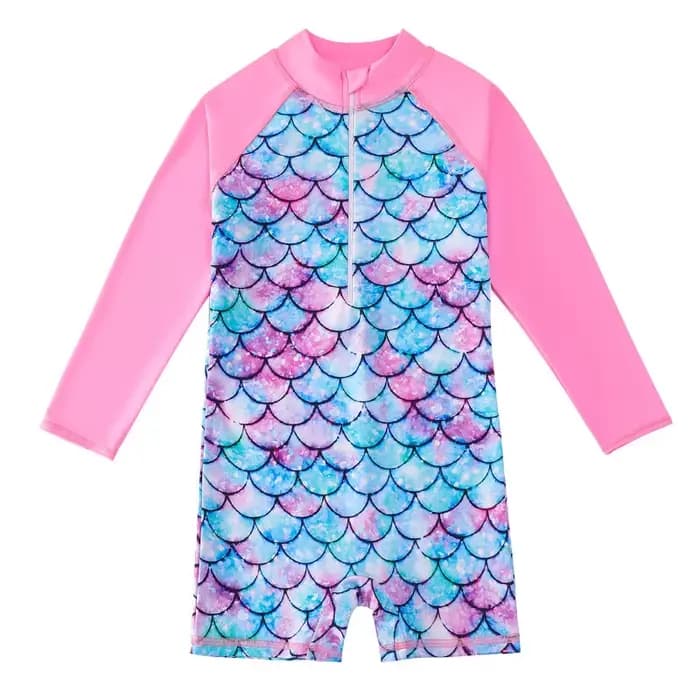 Maillot de bain d'été pour enfants, manches longues, sirène, une pièce, protection UV, combinaison d