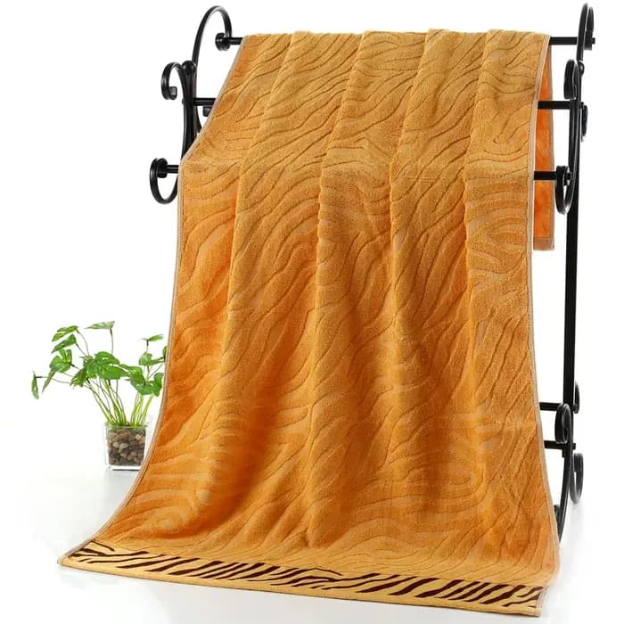 Grande Serviette de Bain Brodée en Bambou de Luxe