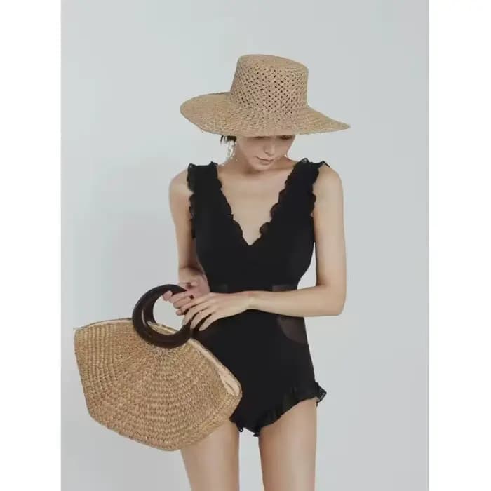 Nouveau maillot de bain de plage femme Sexy plissé maillot de bain pour femme col en v combinaison B