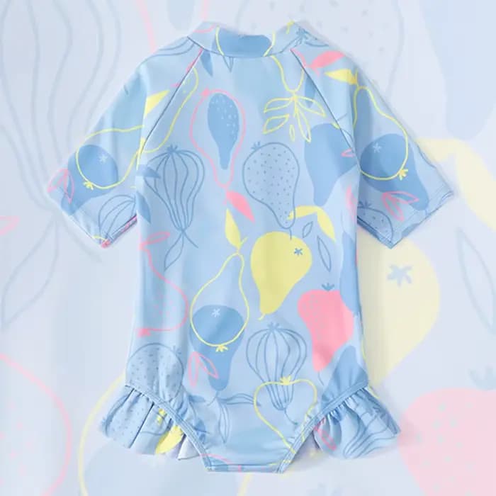 Maillot de bain une pièce à manches courtes pour filles