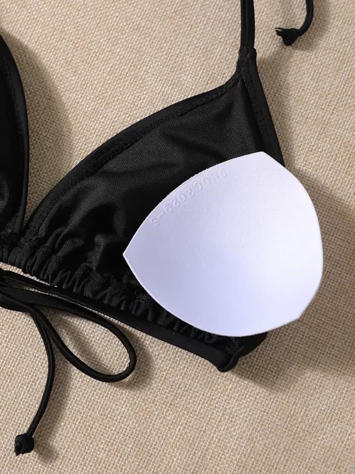 Maillot de bain bikini triangle noir sexy deux pièces pour femme – Tendance été