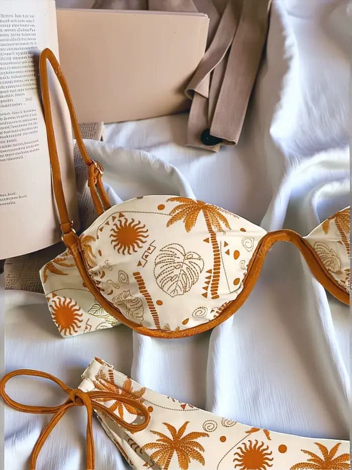 Maillot de bain imprimé à bretelles push-up