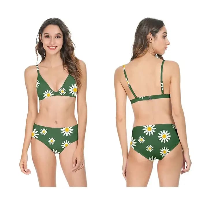 Femmes Sexy Bikini maillot de bain taille haute chrysanthème blanc imprimé décontracté hawaïen dos nu maillot de bain vêtements de sport