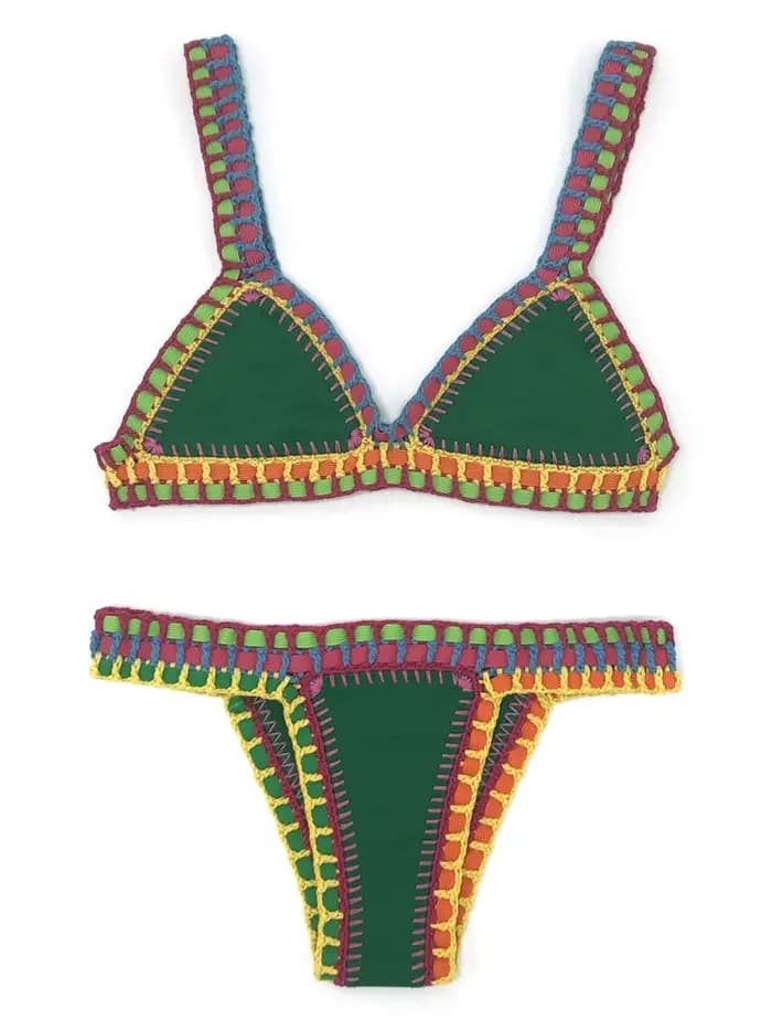 Vert Crochet Bikini ensemble femmes Maillot De Bain maillots De Bain maillots De Bain Feminino Bikinis Maillot De Bain Femme Badeanzug Damen Maillot De Bain