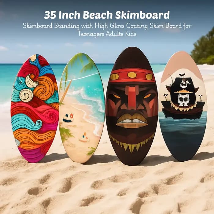 Planche de surf de plage de 35 pouces, planche de sable de plage, corps en bois avec revêtement brillant pour Sports aquatiques en plein air, surf