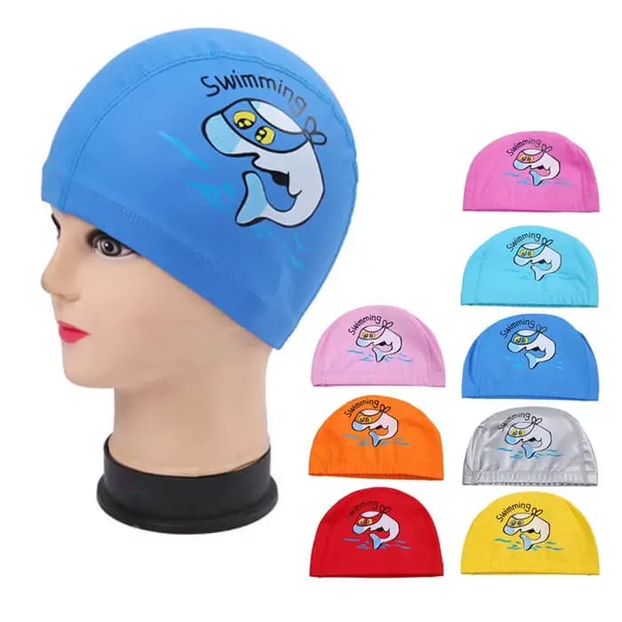 Bonnet de bain imperméable en tissu PU pour enfants