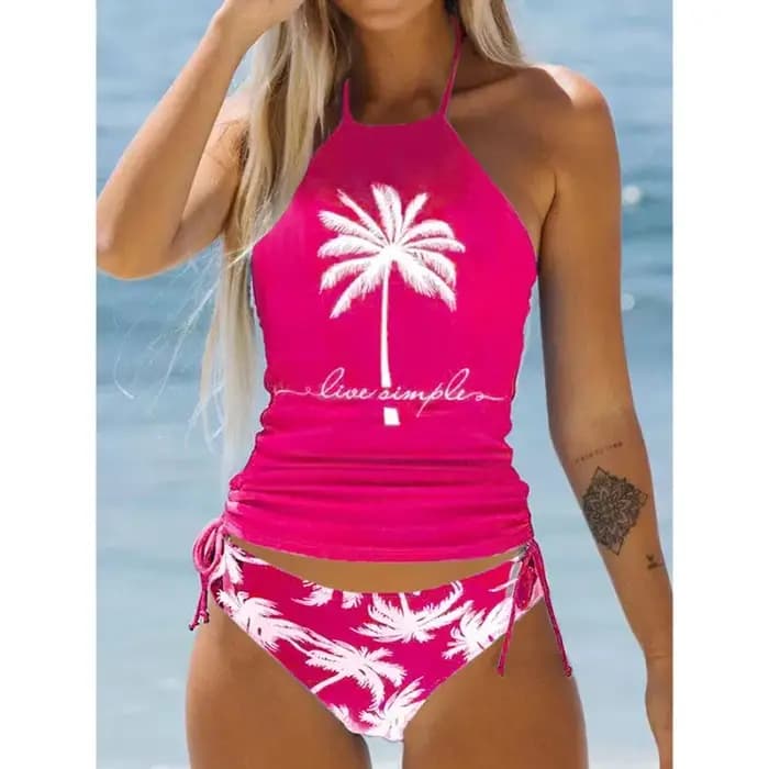 Bikinis ensemble noué licou maillot de bain femmes maillots de bain Biquinis dos nu plage maillot de bain cordon côté licou cou Tankini ensemble