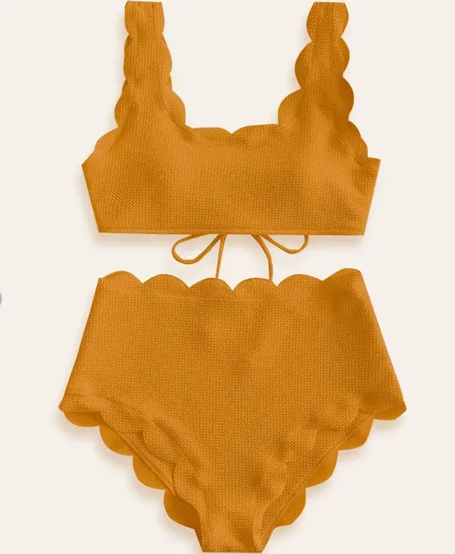Bleu uni deux pièces maillot de bain maillots