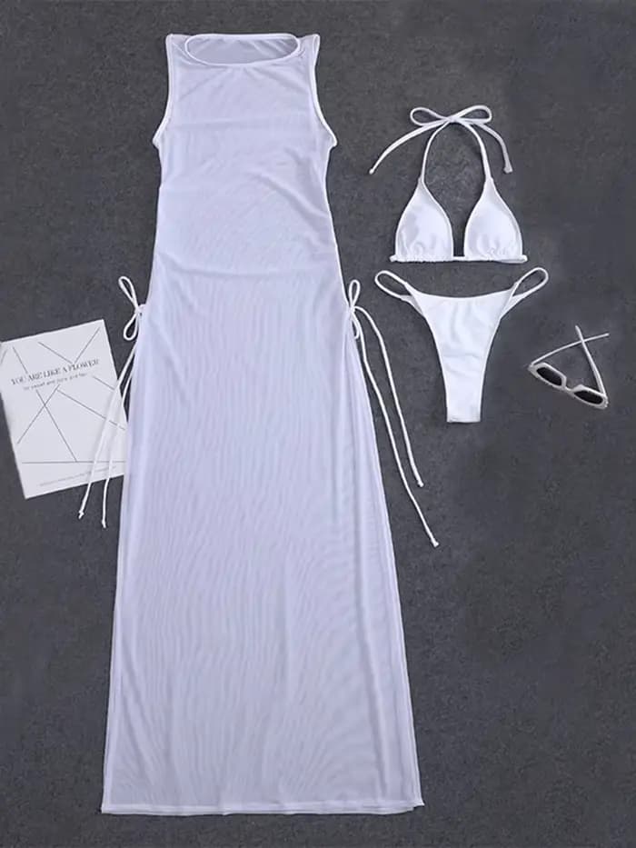Ensemble de 3 bikinis string 2026 pour femmes avec robe