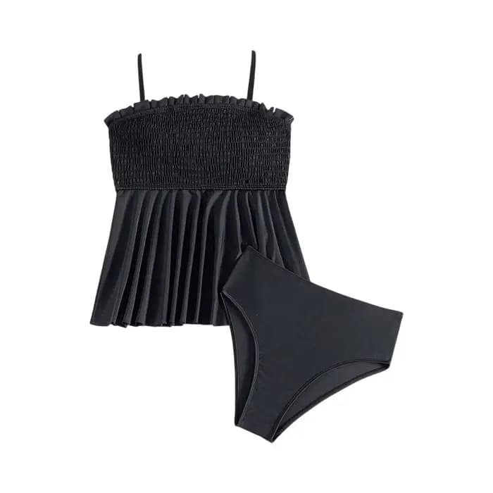 Ensemble Tankini 2 Pièces Uni Grande Taille pour Femme